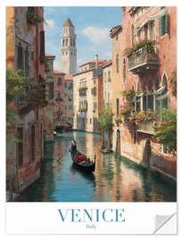 Selvklæbende plakat Venice Retro Travel Art