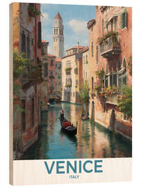 Tableau en bois Venice Retro Travel Art - TAlex