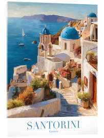 Acrylic print Santorini Retro Travel Art