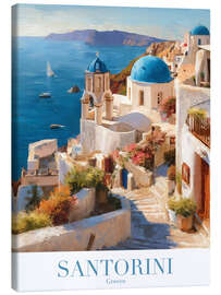 Canvas print Santorini Retro Travel Art