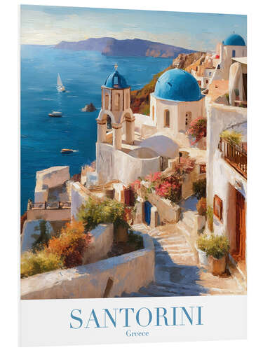 Foam board print Santorini Retro Travel Art