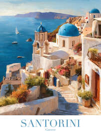 Magnettafel Santorini Retro Reisekunst