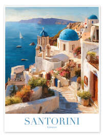 Tavla Santorini Retro Travel Art - TAlex