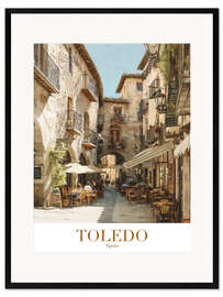 Impression artistique encadrée Toledo Retro Travel Art