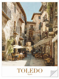 Selvklæbende plakat Toledo Retro Travel Art