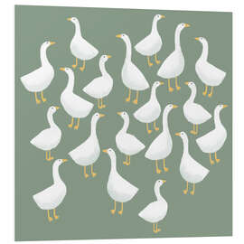 Hartschaumbild Weißer Gänse auf grünem Gras - Nic Squirrell