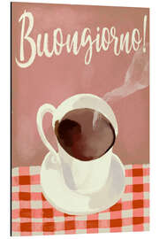 Aluminiumsbilde Good morning! Hot Black Espresso Italian Coffee