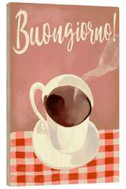 Quadro de madeira Good morning! Hot Black Espresso Italian Coffee