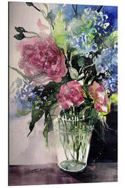 Alubild Rosen mit Hortensien in Vase - Johann Pickl
