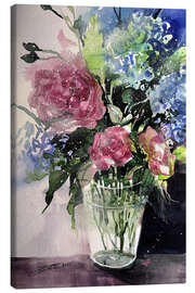 Canvas print Roses with hydrangeas in a vase - Johann Pickl