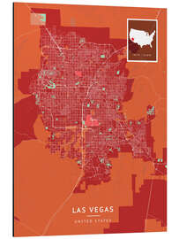 Tableau en aluminium Las Vegas, USA - Map Art