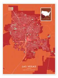 Wandbild Las Vegas, USA - Map Art
