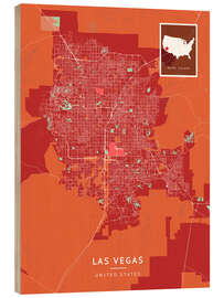 Cuadro de madera Las Vegas, USA - Map Art