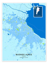 Wandbild Buenos Aires, Argentinien - Map Art