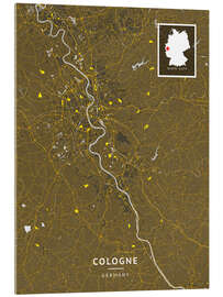Acrylic print Cologne, Germany - Map Art