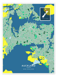 Poster Auckland, New Zealand - Map Art