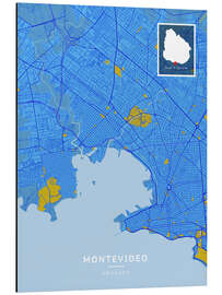 Tableau en aluminium Montevideo, Uruguay - Map Art
