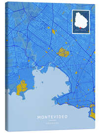 Lienzo Montevideo, Uruguay - Map Art