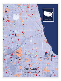 Plakat Chicago, USA - Map Art