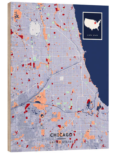 Print på træ Chicago, USA
