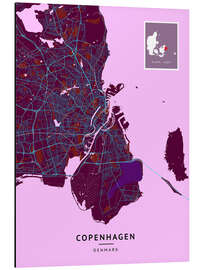 Tableau en aluminium Copenhagen, Denmark - Map Art