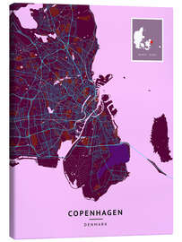 Stampa su tela Copenhagen, Denmark - Map Art