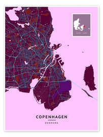 Poster Copenhagen, Denmark - Map Art