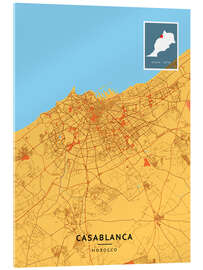 Cuadro de metacrilato Casablanca, Morocco - Map Art