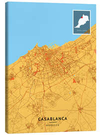 Obraz na płótnie Casablanca, Morocco - Map Art