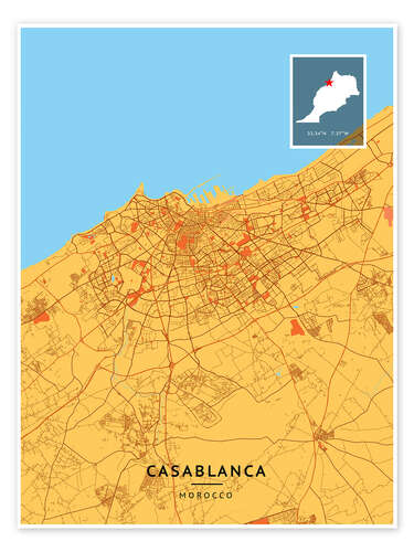 Poster Casablanca, Marokko