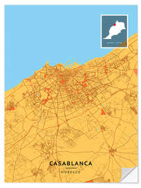 Wandsticker Casablanca, Marokko - Map Art