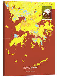 Lærredsbillede Hong Kong - Map Art