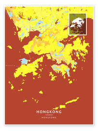 Wandbild Hongkong - Map Art