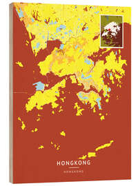 Stampa su legno Hong Kong - Map Art