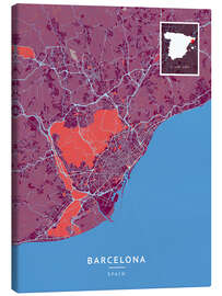 Canvas print Barcelona, Spain - Map Art