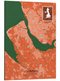 Aluminium print Liverpool, UK - Map Art