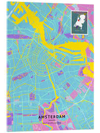 Acrylic print Amsterdam, Netherlands - Map Art