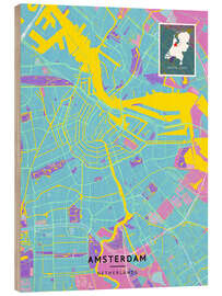 Puutaulu Amsterdam, Netherlands - Map Art
