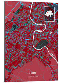 Tableau en aluminium Bern, Switzerland - Map Art