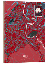 Holzbild Bern, Schweiz - Map Art
