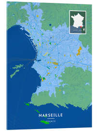 Cuadro de metacrilato Marseille, France - Map Art