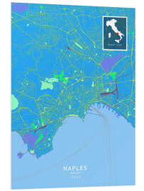 Tableau en PVC Naples, Italy - Map Art