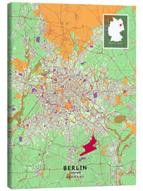 Tableau sur toile Berlin, Germany - Map Art