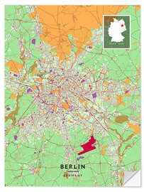 Wandsticker Berlin, Deutschland - Map Art