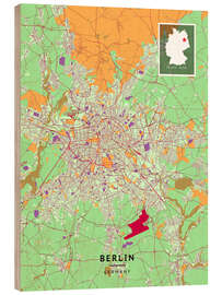 Quadro de madeira Berlin, Germany - Map Art