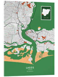 Akrylbilde Lagos, Nigeria - Map Art