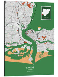 Tableau en aluminium Lagos, Nigeria - Map Art