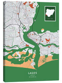 Tableau sur toile Lagos, Nigeria - Map Art