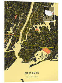 Obraz na szkle akrylowym New York, USA - Map Art
