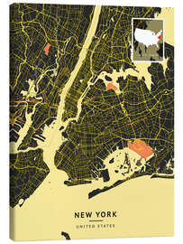 Obraz na płótnie New York, USA - Map Art